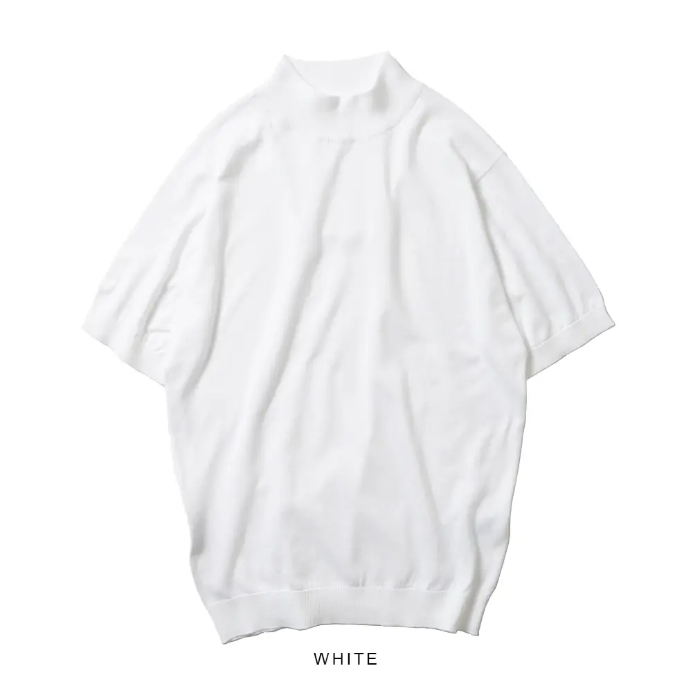 JOHN SMEDLEY/30G半袖モックネックニット シーアイランドコットン
