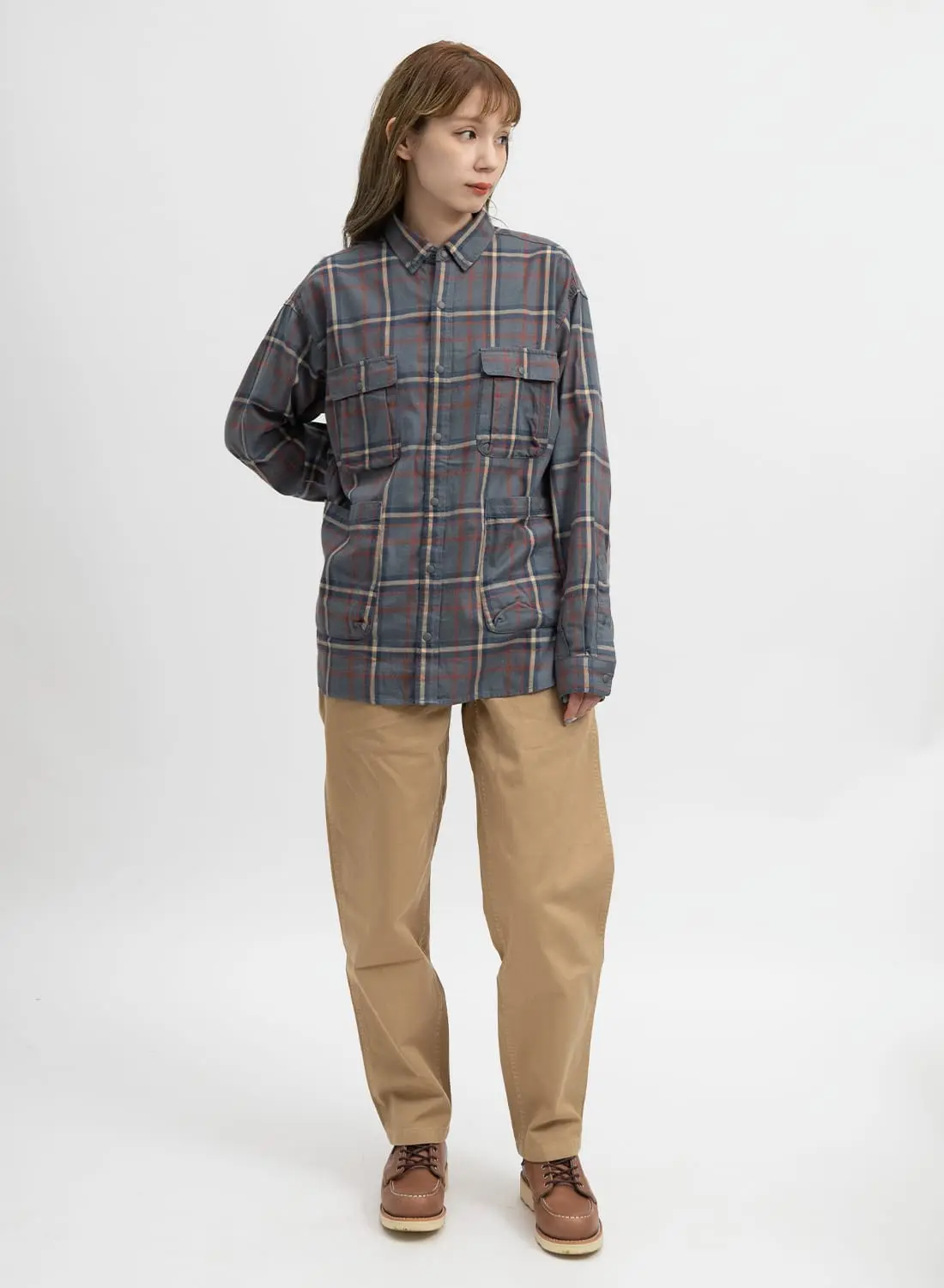 wander　ナンガ　フェードプレイドキャンプシャツ NANGA（ナンガ）の「FADE PLAID CAMP SHIRT / フェードプレイド