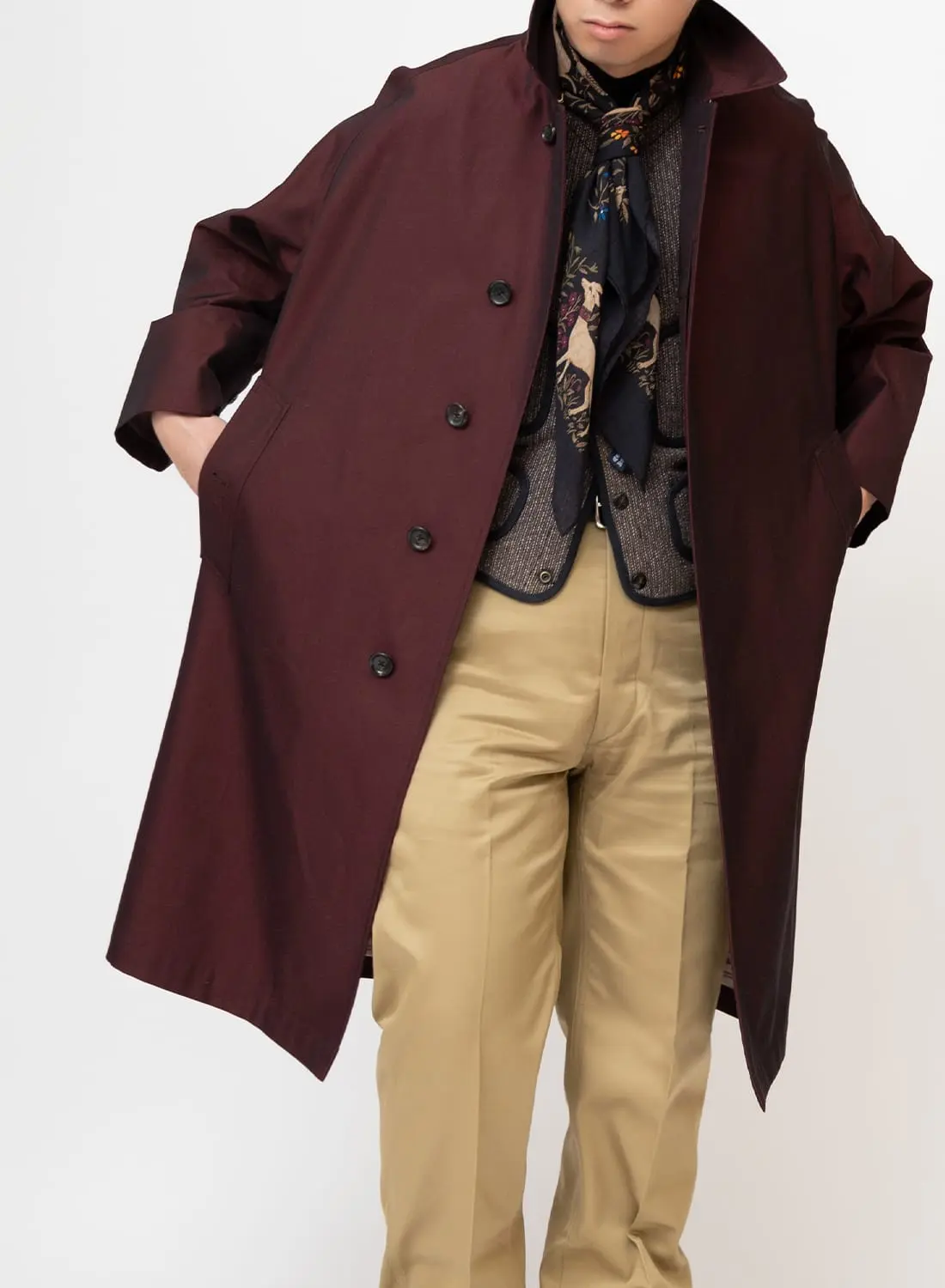 ANATOMICA（アナトミカ）【MOONLOID別注】SINGLE RAGLAN COAT 1（シングルラグランコート１）MOONLOID別注色  バルマカーンコート ステンカラーコート ギャバジン シャワープルーフ 撥水性 一枚袖 ANATOMICA(アナトミカ)| MOONLOID