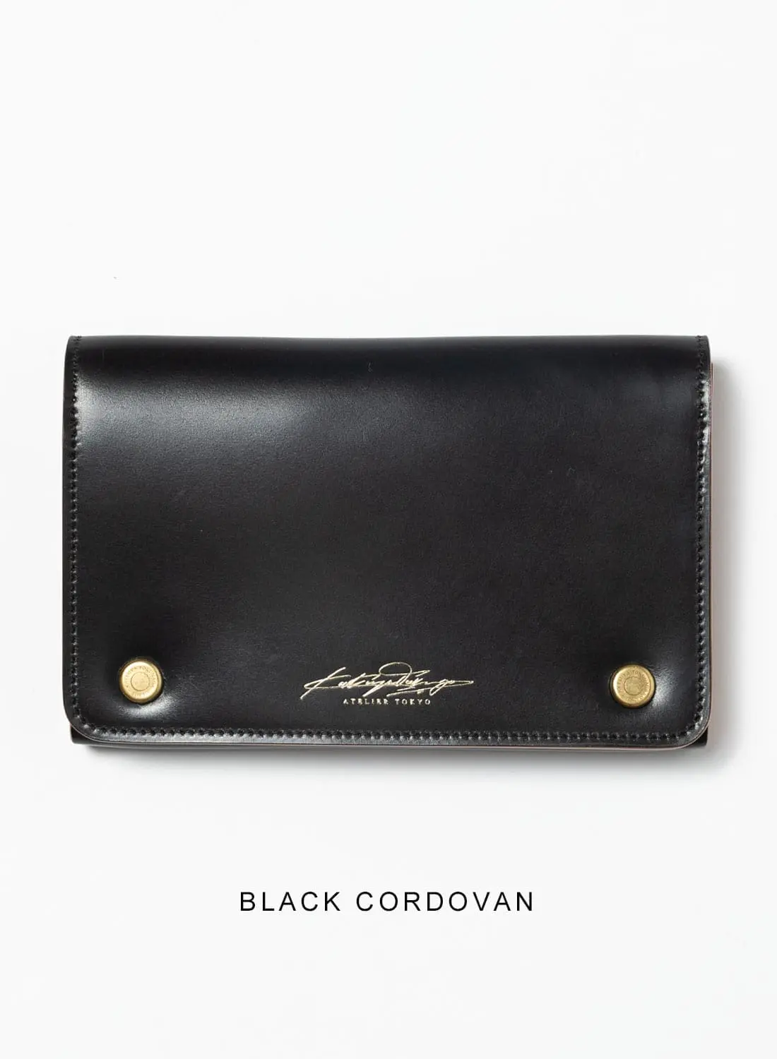 ブラック☆Middle Leather Wallet□ハトメ金具無し