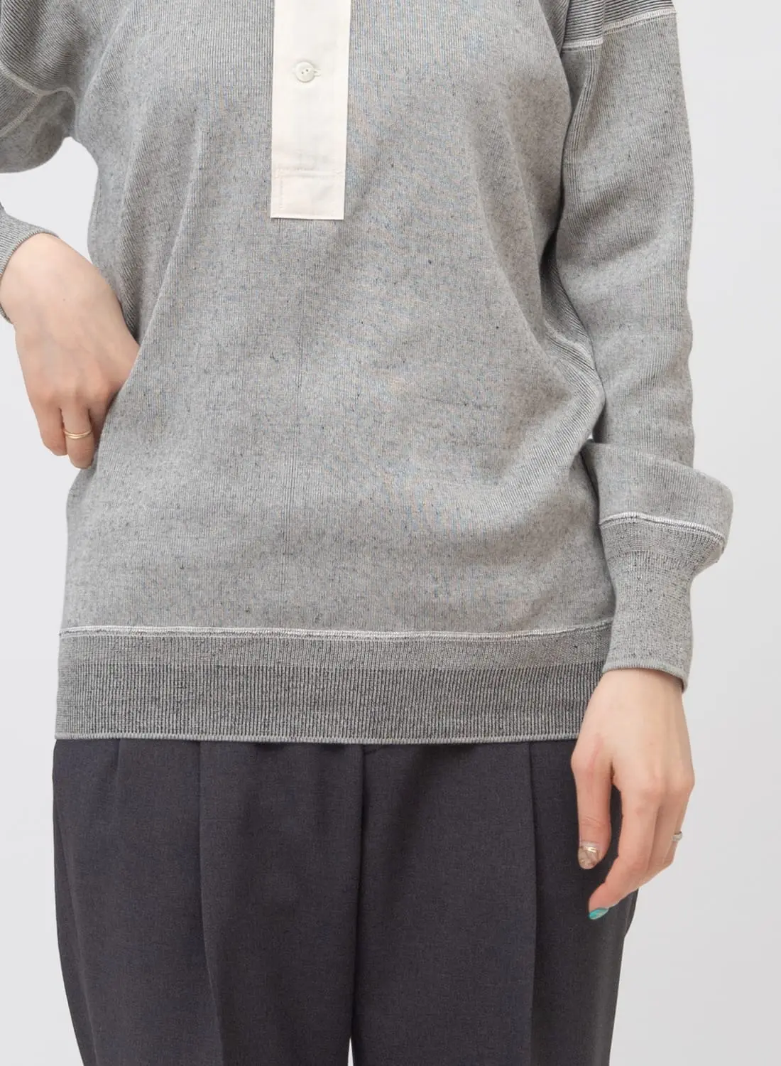 INTERKNIT RIB HENLY NECK LONG SLEEVE|インターニットリブ ヘンリー