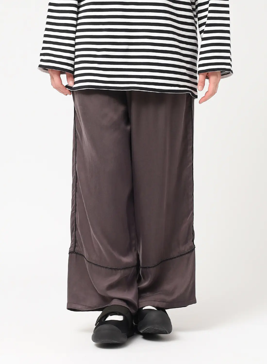 YOKE パジャマパンツ　サイズ2 YOKE（ヨーク） ワイドパジャマパンツ ブラウン - margin