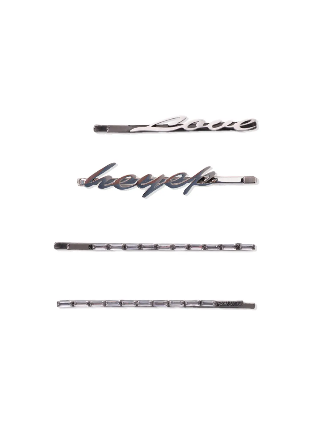 heyep(ヘイップ) Logo＆Rhinestone Hair Pins 4 Piece Set(ロゴ