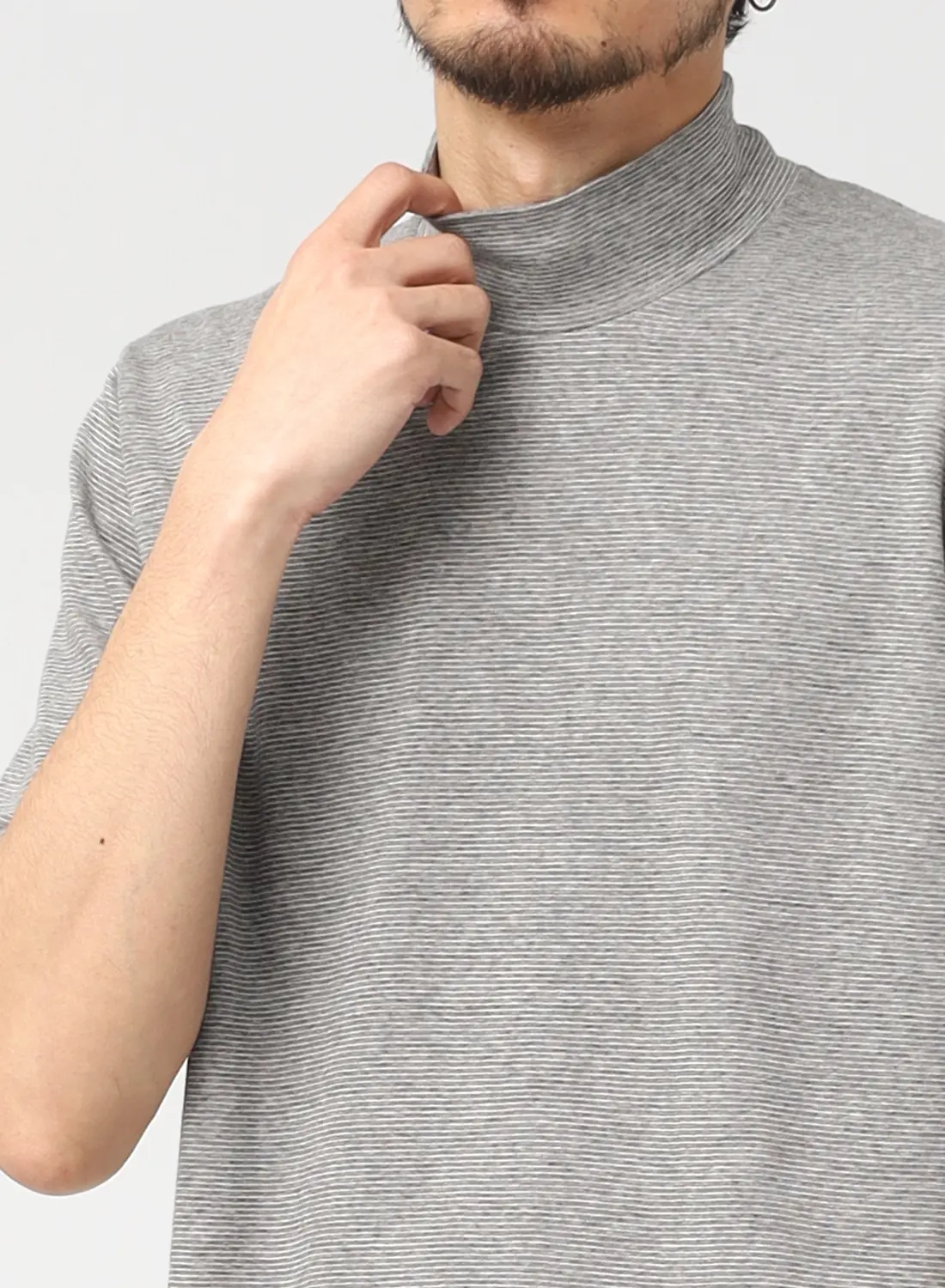 Anatomica ヘンリーネックカットソー アナトミカ Tシャツ ANATOMICA（アナトミカ）MOCK NECK TEE S/S MICRO STRIPE