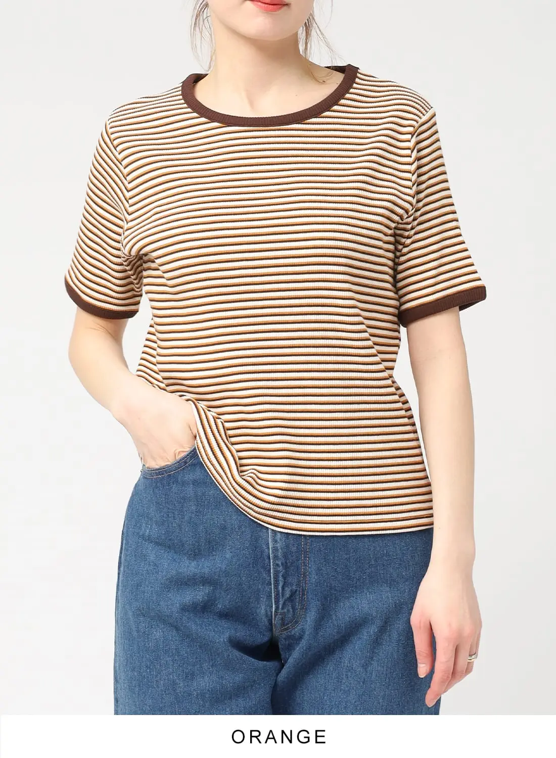 お手頃価格 Healthknit(ヘルスニット)/CREWNECK S/S TEE(クルー BORDER トップス