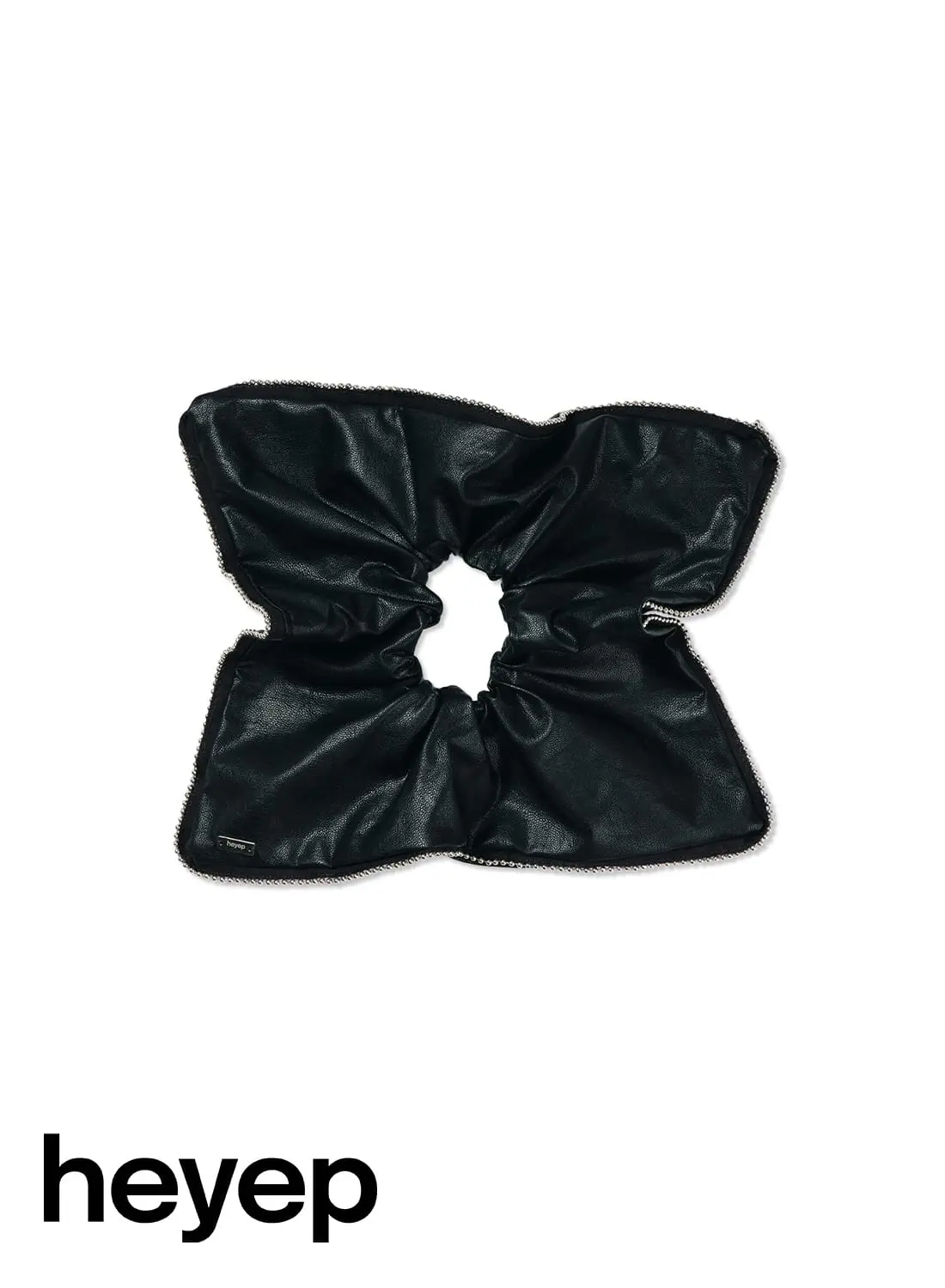 heyep(ヘイップ)/Faux Leather Studded Scrunchie-Medium