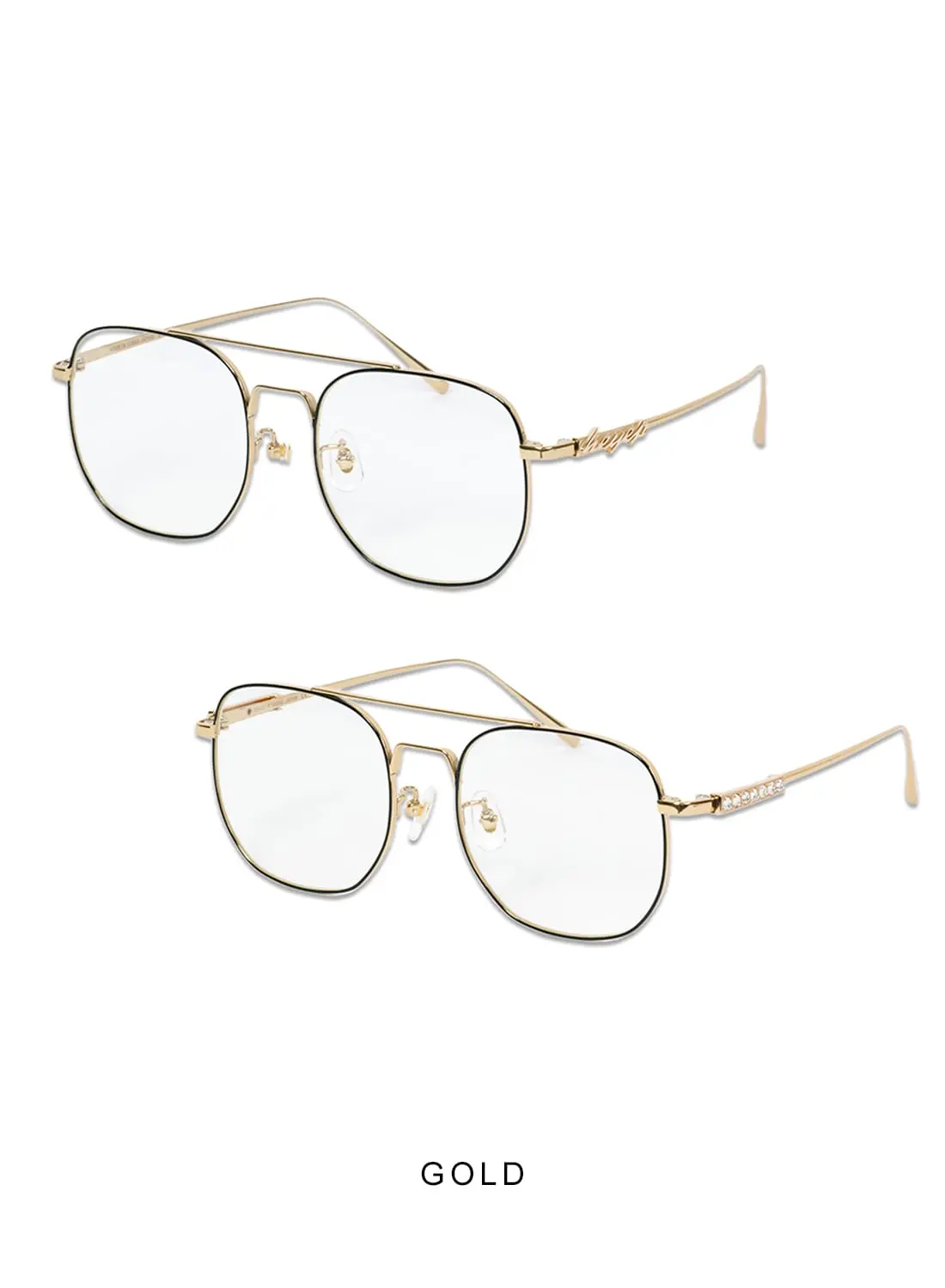 heyep(ヘイップ)/Aviator Glasses with Rhinestones＆Logo