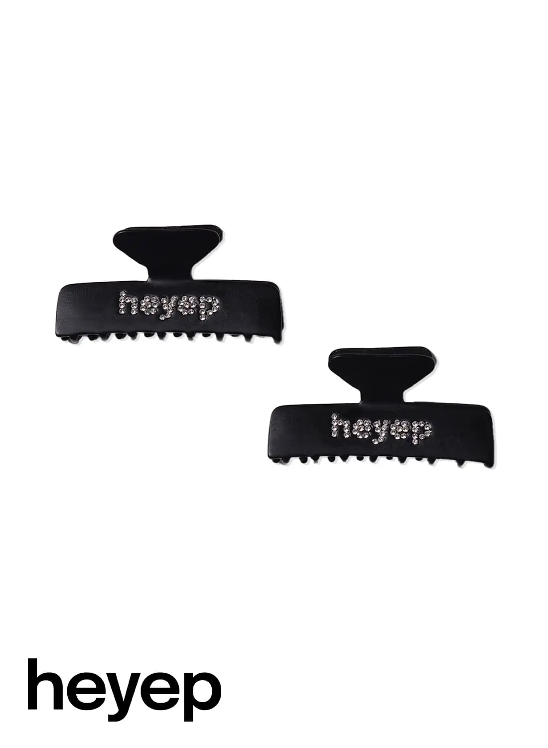 heyep(ヘイップ) Logo Rhinestone Square Hair Clip-2Piece Set