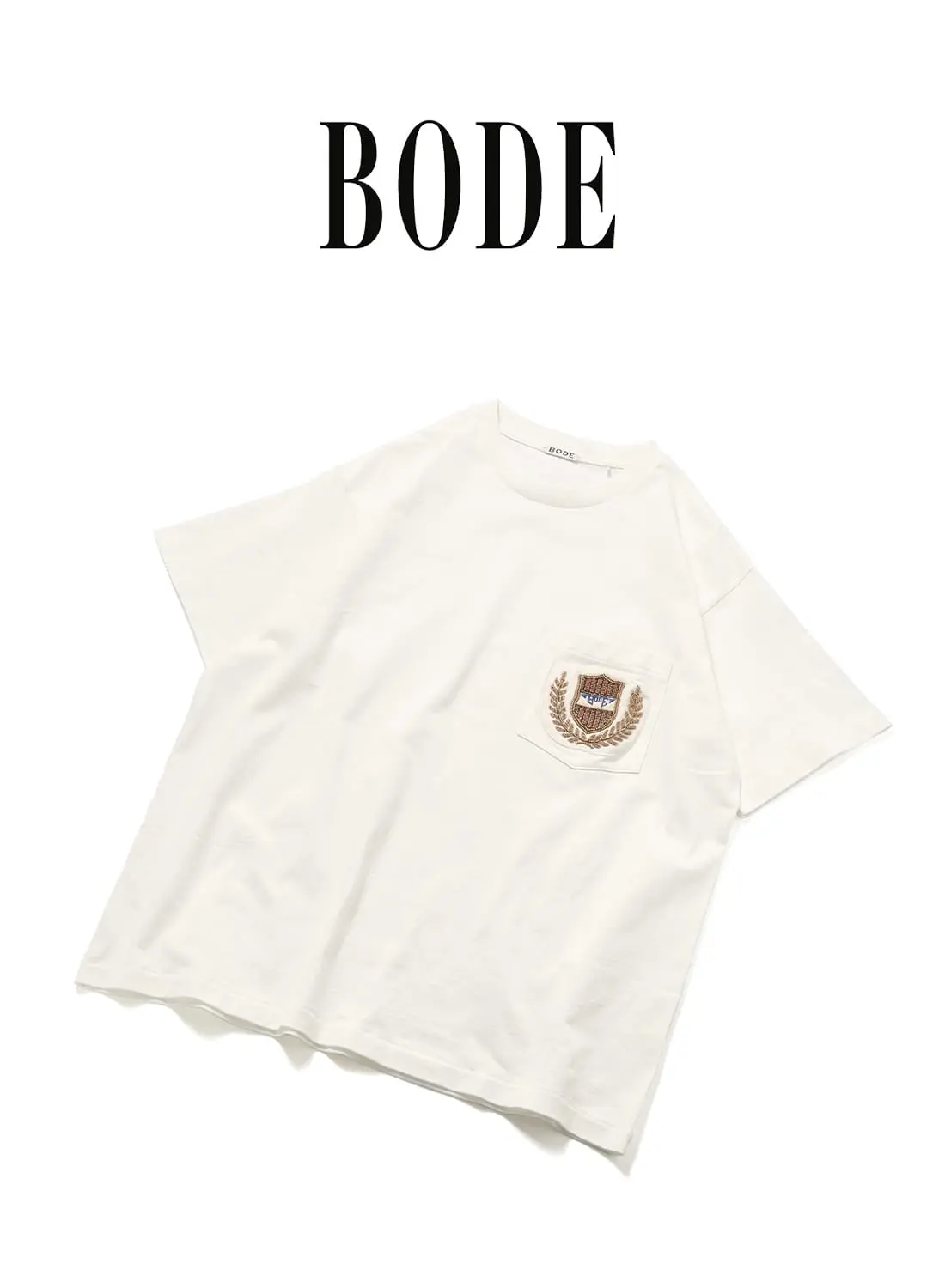 ☆夏におすすめ！☆ BODE SPORTSMAN PATCH POCKET T-SHIRT BODE Men's Sportsman Patch Pocket T-Shirt in Cream Bode