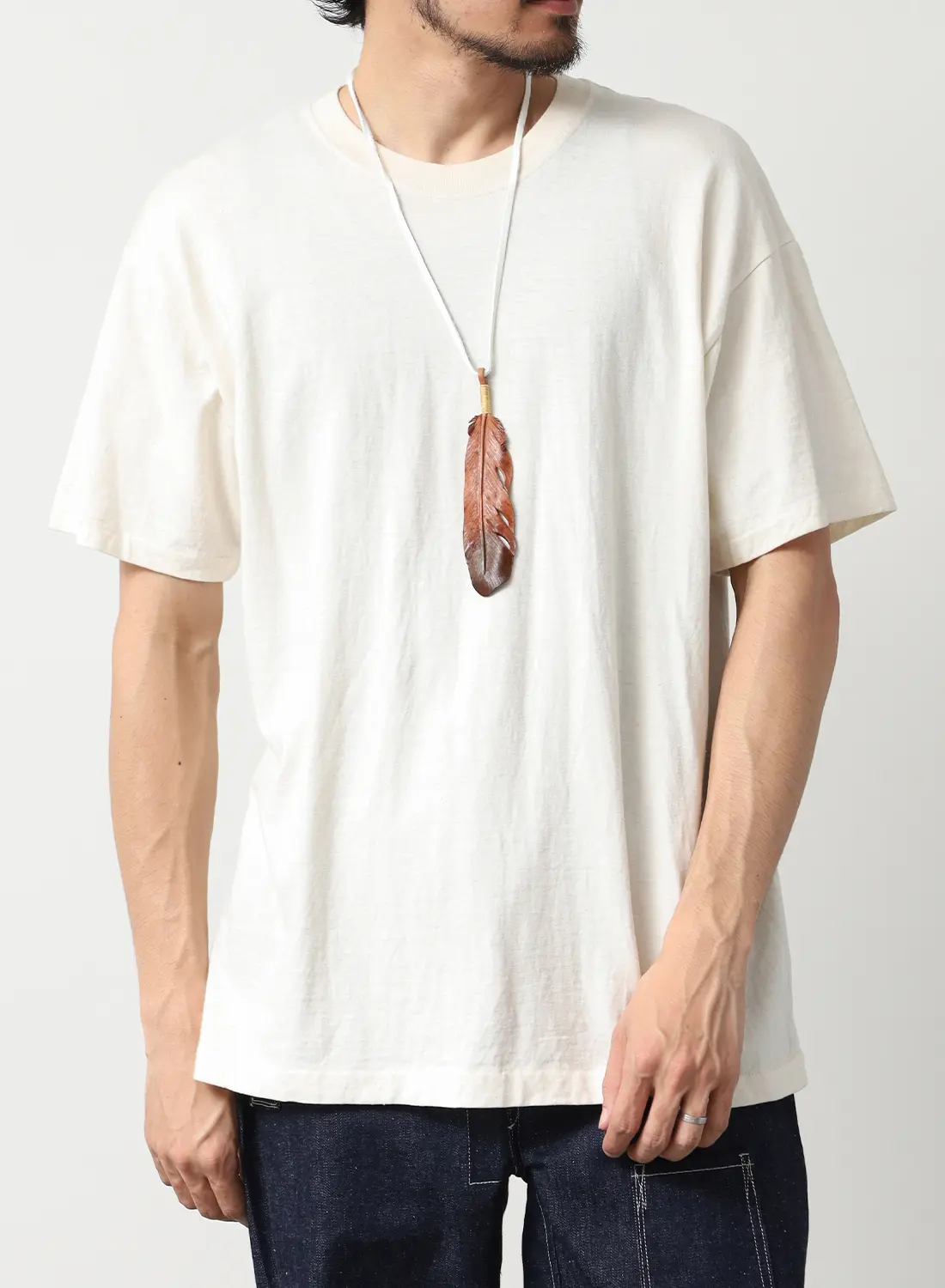 ネックレス・ペンダント Printed Leather Plaque Necklace Copper Initial Disc Hand Stamped Jewelry for Him