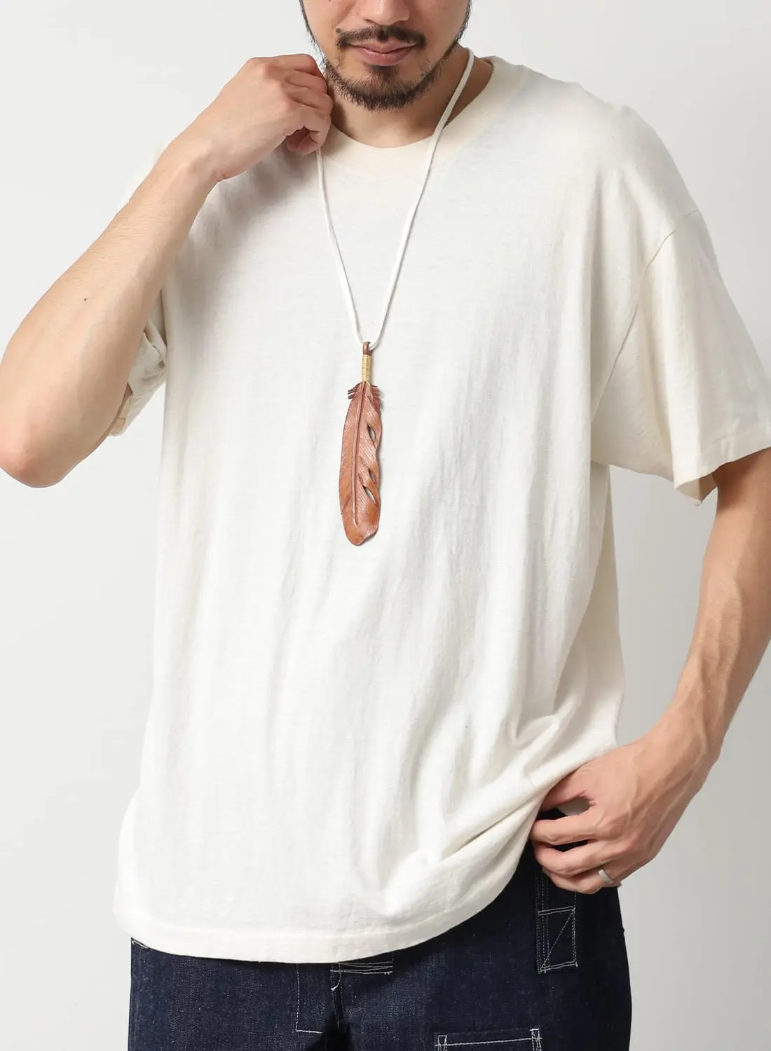 アクセサリー MEDIUM FEATHER TOP SEVEN BY SEVEN(セブンバイセブン)LEATHER CARVING FEATHER