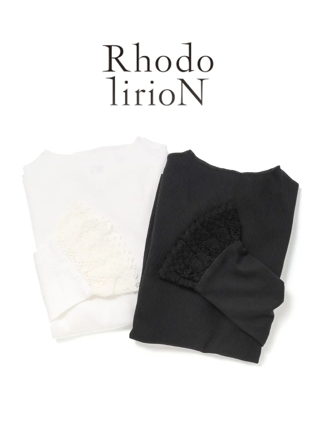 RHODOLIRION(ロドリリオン)/Ribbed Lace Cuff Pullover Tee