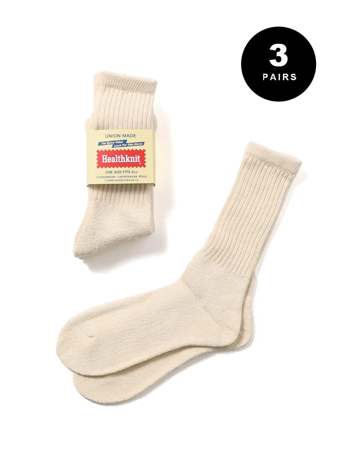 靴下 Healthknit（ヘルスニット）シンカークラシック無地 3Pソックス