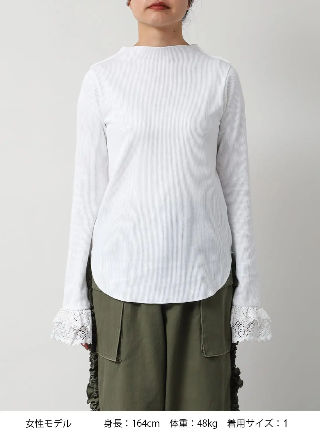 トップス RhodolirioN / Mock Neck Tee RHODOLIRION(ロドリリオン)/Ribbed Lace Cuff Pullover Tee