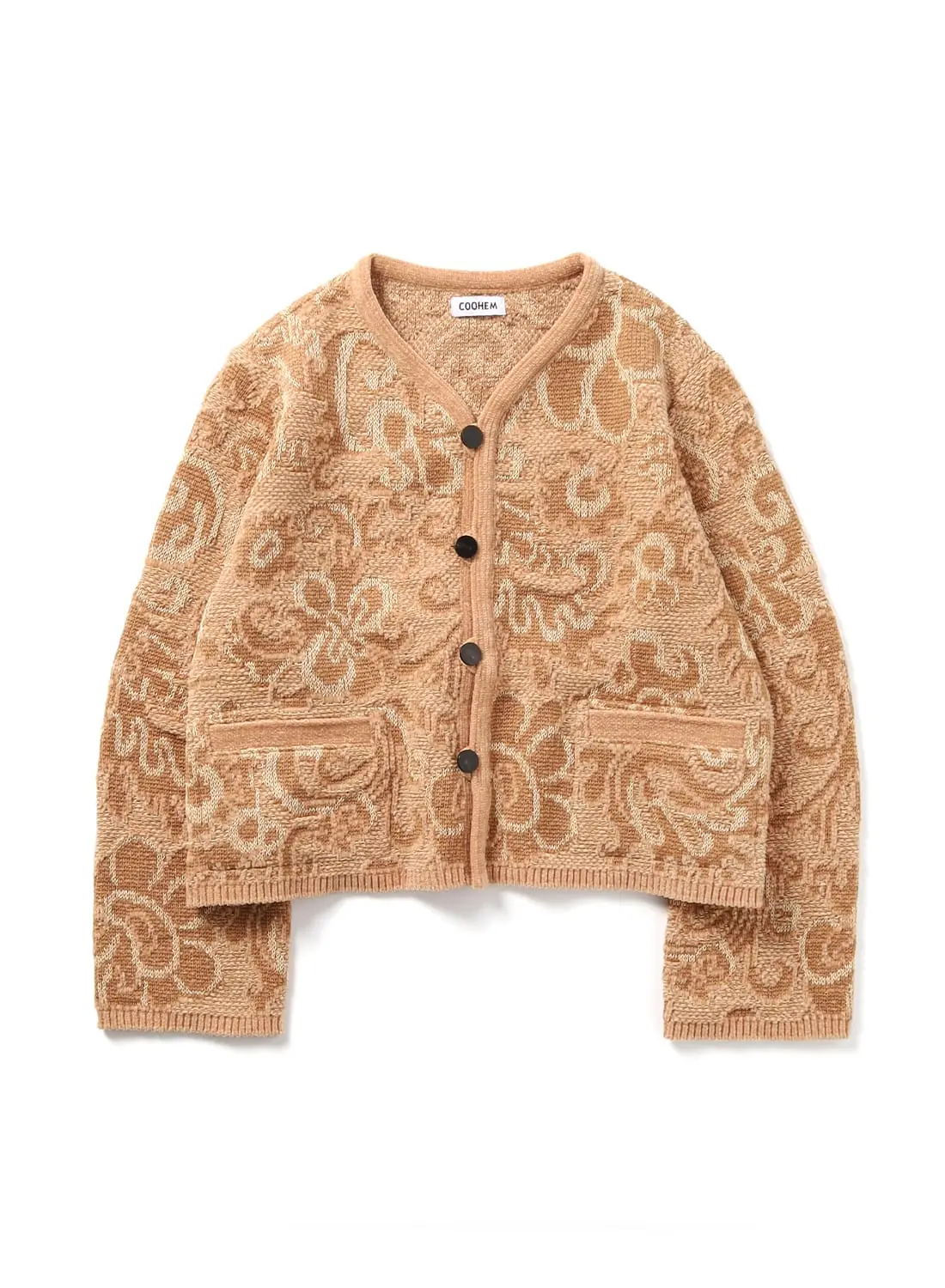 定価10万★未使用★COOHEMコーヘン　ネイティブジャガードニットコート COOHEM（コーヘン） モヘア レオパード ジャガードカーディガン