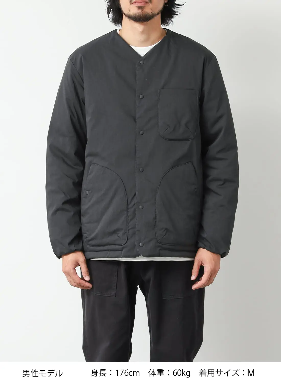 ★すぬーぴん★美品★ダントン★インナーダウン★34★カーキ★ノーカラー DANTON / Inner Down Crewneck Jacket（ダウンジャケット/コート