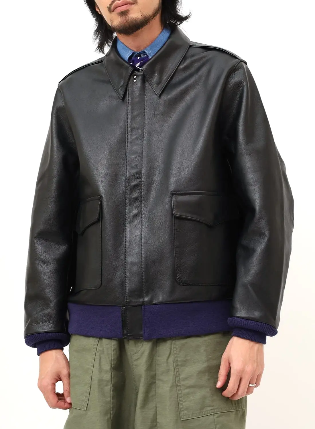 ジャケット・アウター Needles A-2 Jacket Cowhide Lthr M Needles(ニードルズ) 