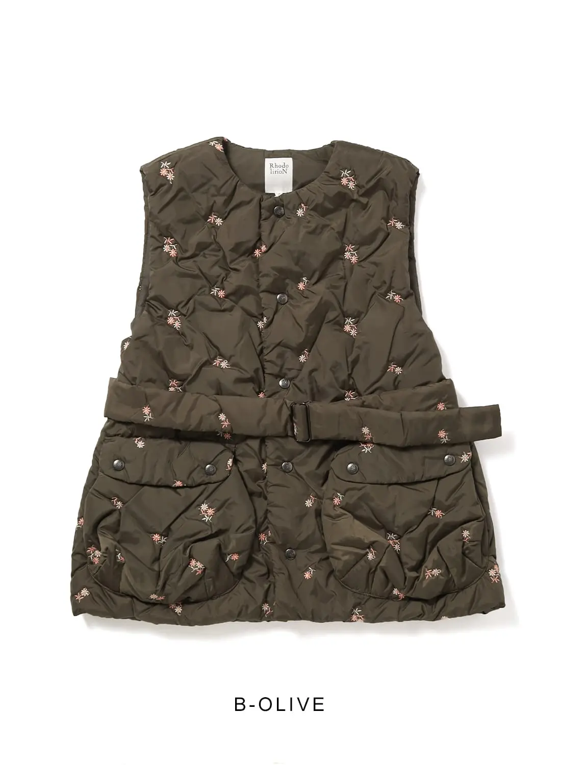 PADDED VEST - ORIGINAL FLORAL PATTERN EMBROIDERY|パディッド ベスト
