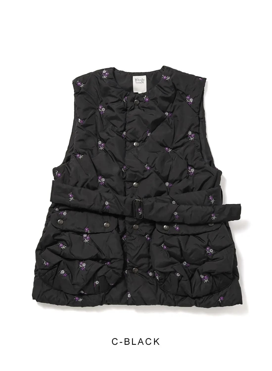 PADDED VEST - ORIGINAL FLORAL PATTERN EMBROIDERY|パディッド ベスト