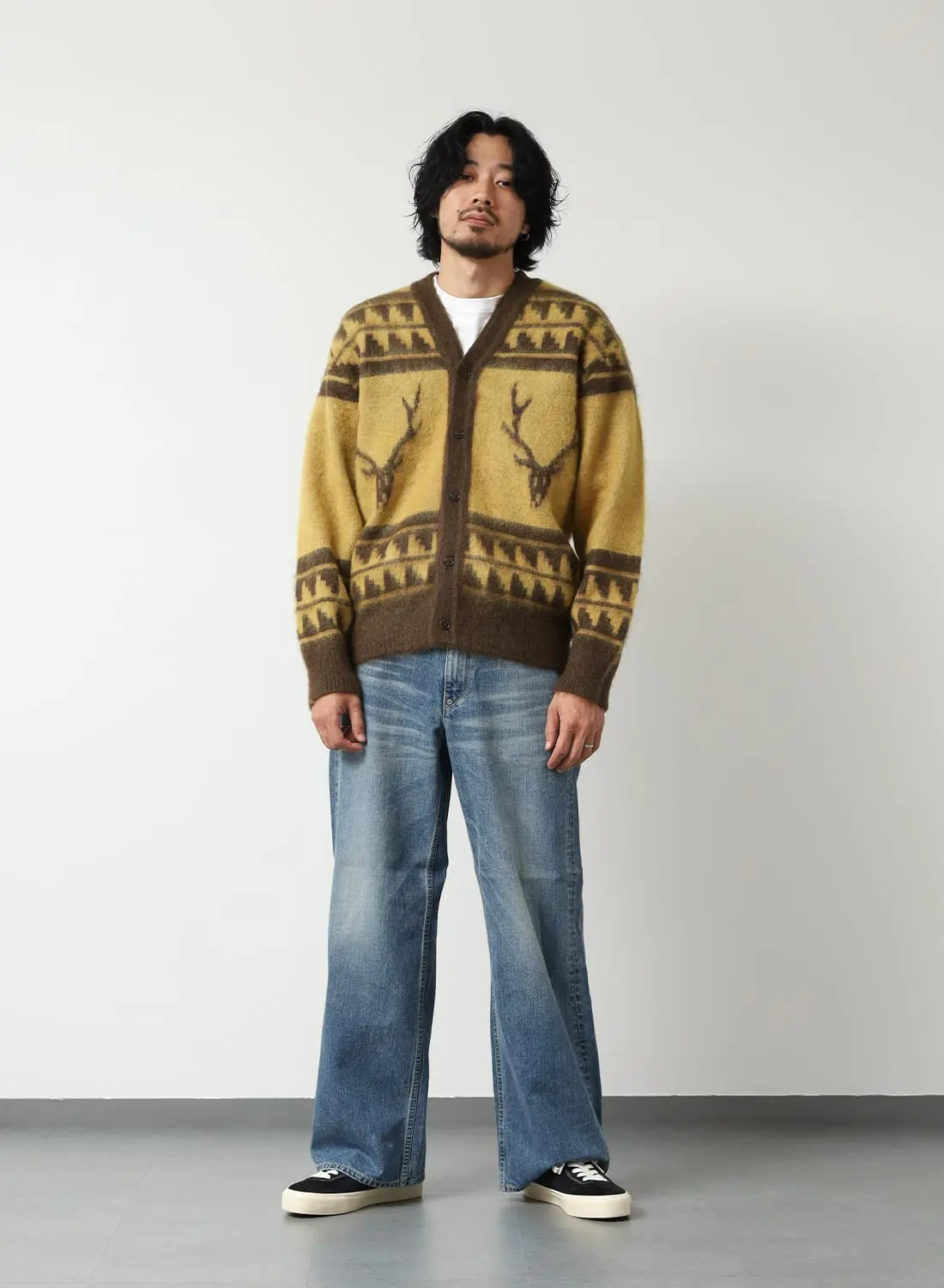 MOHAIR V NECK CARDIGAN SWEATER - NORDIC SKULL|モヘア Vネック