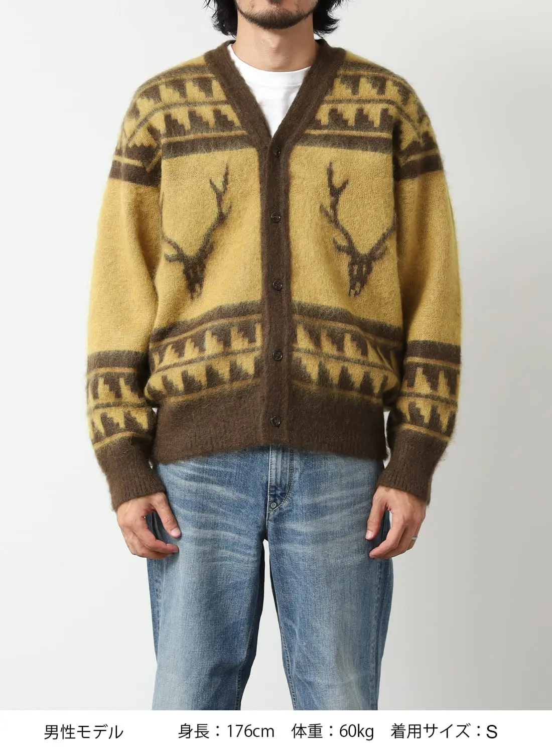 MOHAIR V NECK CARDIGAN SWEATER - NORDIC SKULL|モヘア Vネック