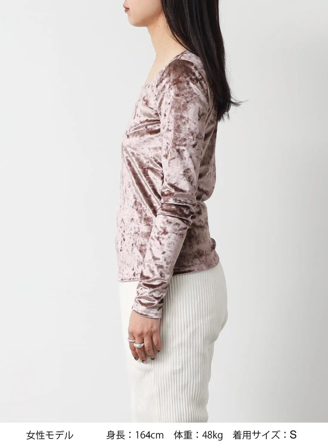 SIMONE WILD(シモーネワイルド)/Crushed Velvet Basic LS Shirt