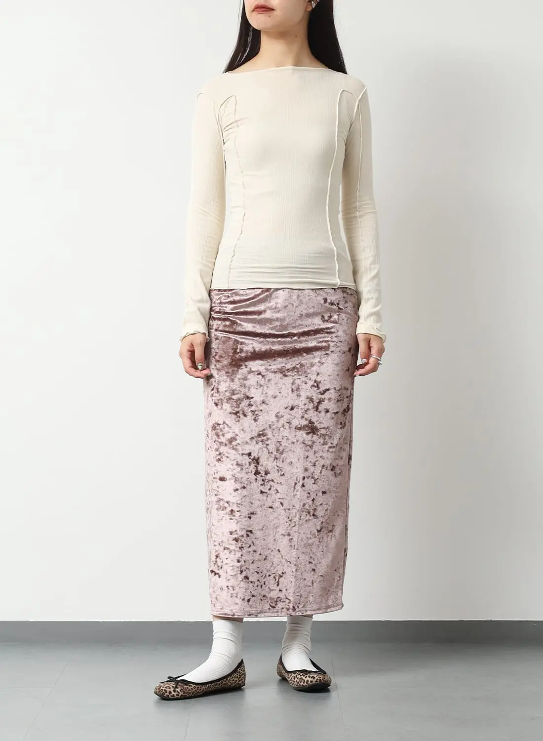 CRUSHED VELVET LOW-WAIST LONG SKIRT|クラッシュ ベルベット ロー