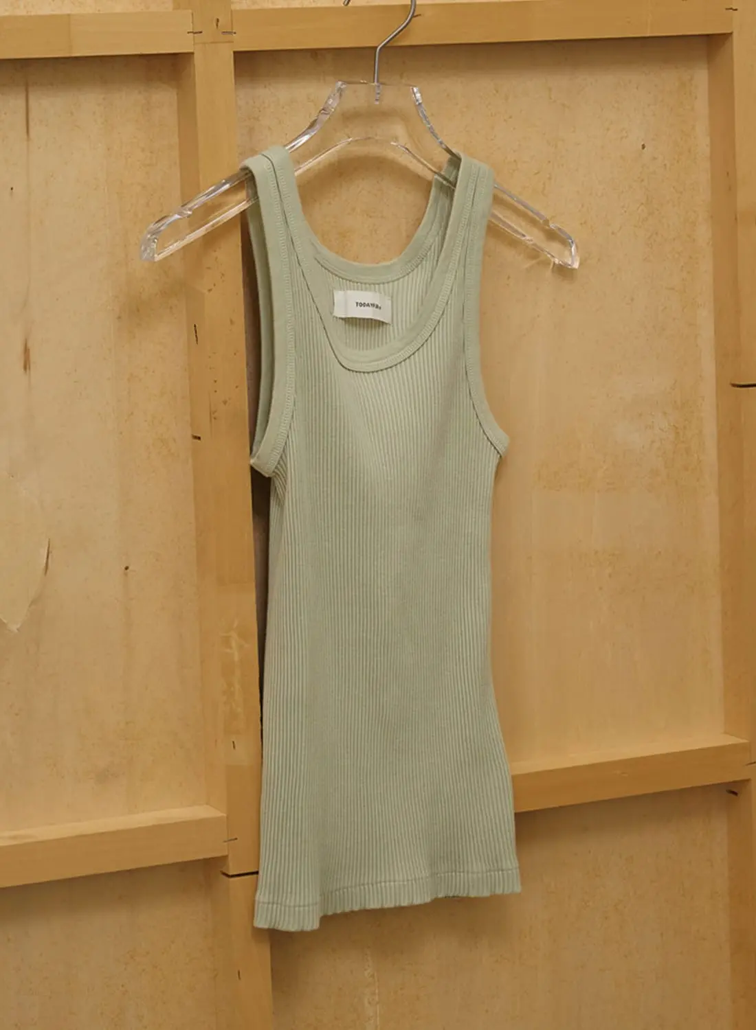 todayful シームレスリブタンクトップ ライトグリーン 新品 SEAMLESS RIB TANKTOP|【26SS先行予約】シームレスリブタンクトップ
