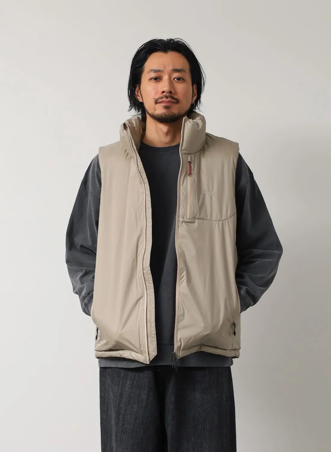 アルベロベロ　ダウンベスト ポイントアップ】AURORA TEX STAND COLLAR DOWN VEST|オーロラテックス