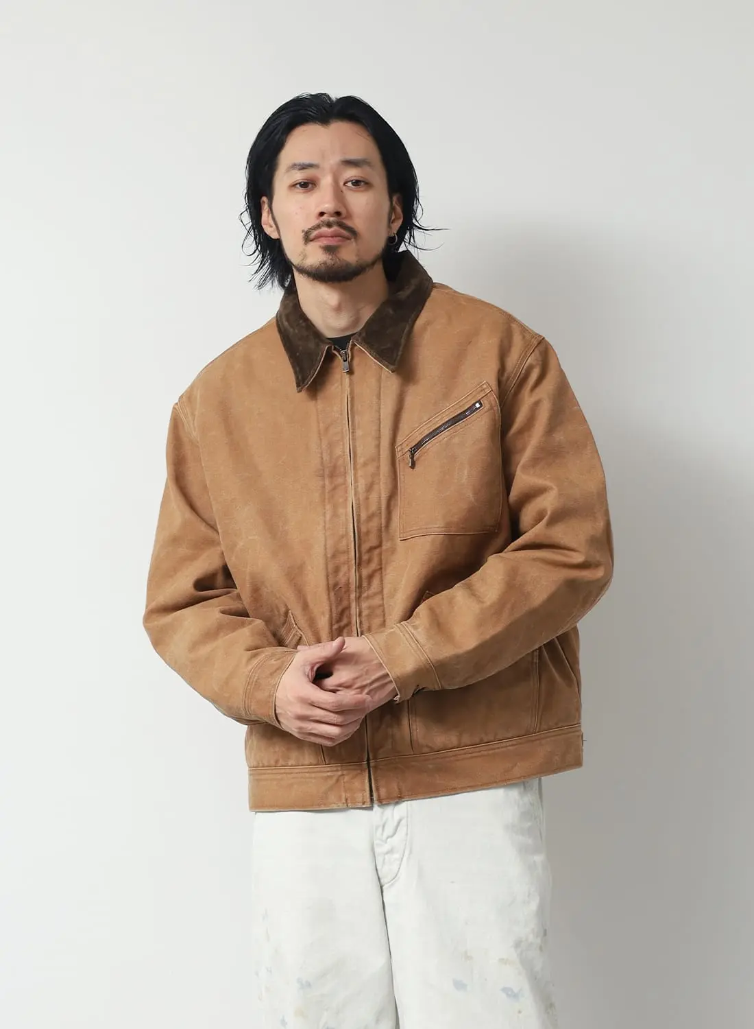 ZIPPED WORK JACKET - DUCK CANVAS / KAKISHIBU PAINT|ジップドワーク