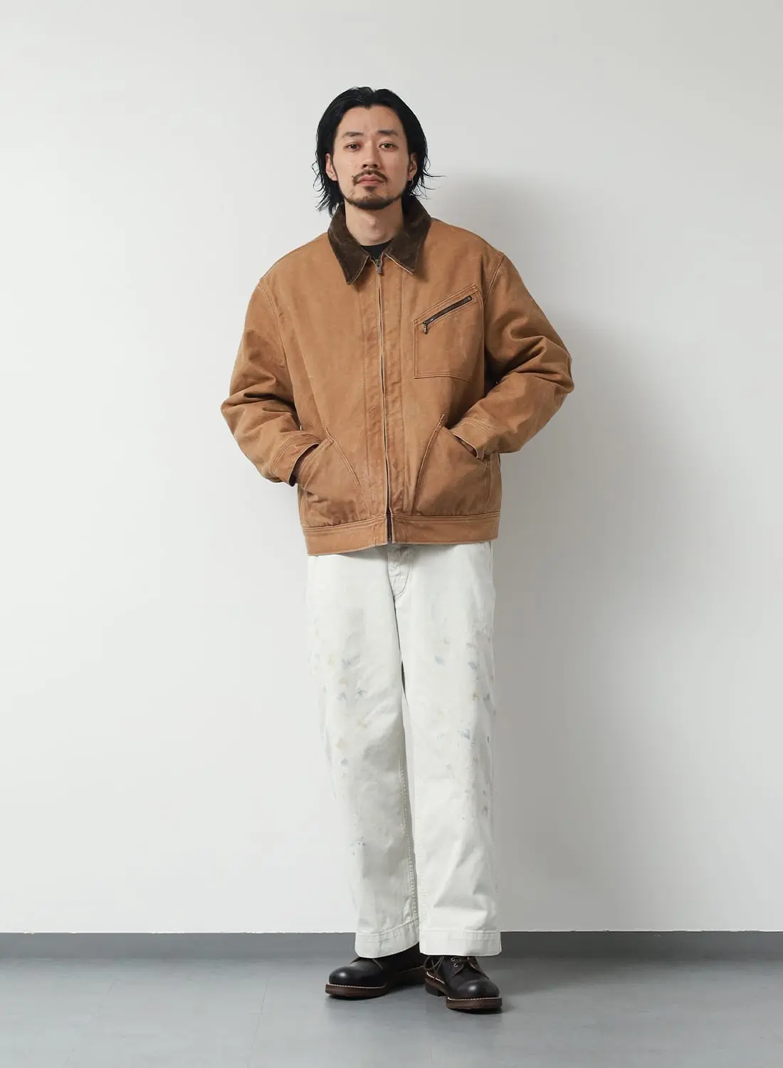 ZIPPED WORK JACKET - DUCK CANVAS / KAKISHIBU PAINT|ジップドワーク