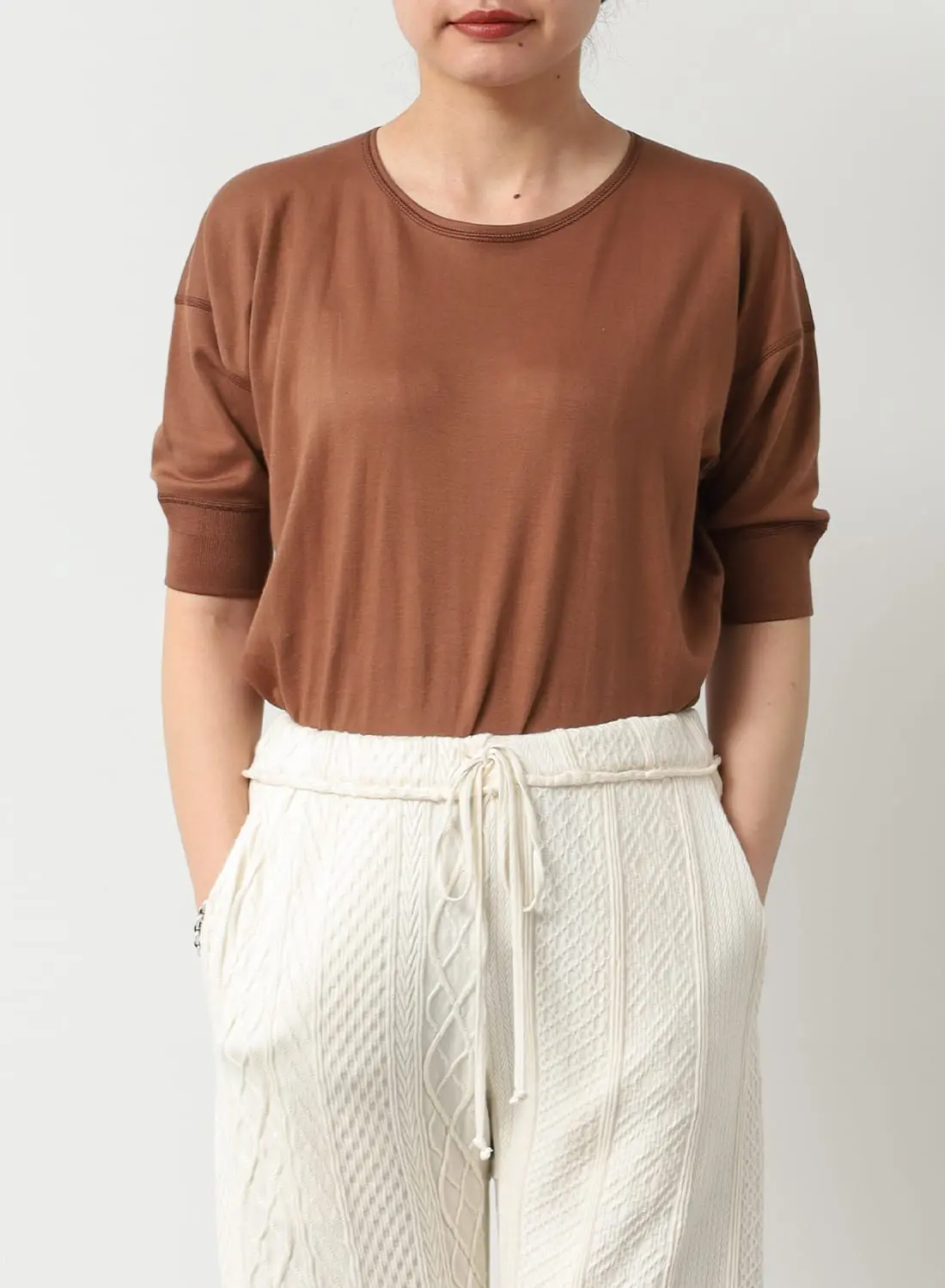 HOLIDAY MINI SWEAT CREW-NECK TOPS ブラウン CREW NECK SHORT SLEEVE|クルーネック ショートスリーブクルーネック