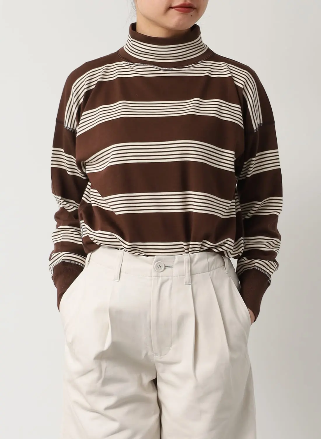 MIL MOCK NECK BORDER|ミル モックネック ボーダーミル モックネック