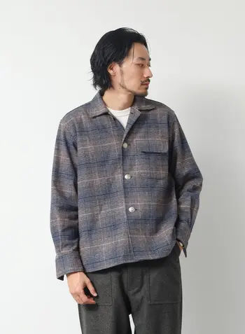 ヘビーフランネル シャドー プレイド シャツジャケット - ムーンロイド エクスクルーシブ